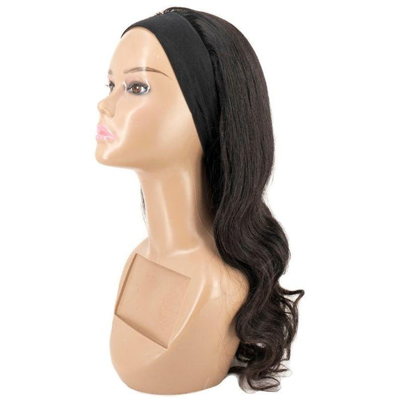 Body Wave Headband Wig Hair Type: 100% Human Hair Hair Style:  Headband Density: 150% Hair Grade:  8A Hair Color: Natural 1B Coloring: Can lift to a #27