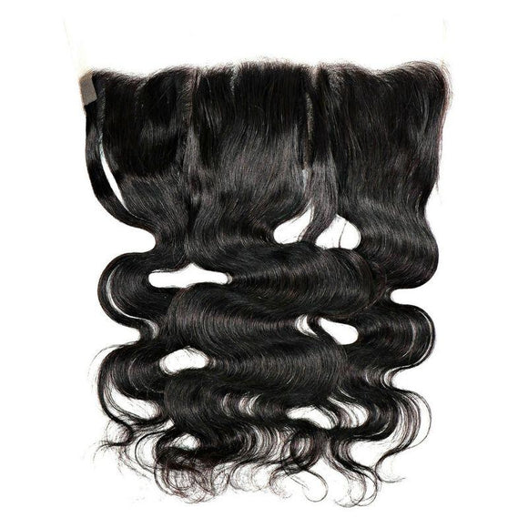 Our Brazilian Lace Frontals are the perfect finishing touch to get the full look without leaving any of your hair out. Made with a durable lace mesh to ensure a long lasting product.  Hair: Virgin Brazilian Human Hair  Frontal Lace:  Natural Color Lace & Transparent Lace  Style: Body Wave Lace Frontal  Color: 1B Natural Color  Hair Length: 12”-18″  Weight: 2.5 oz  Weft:13″*4″ Lace Frontal