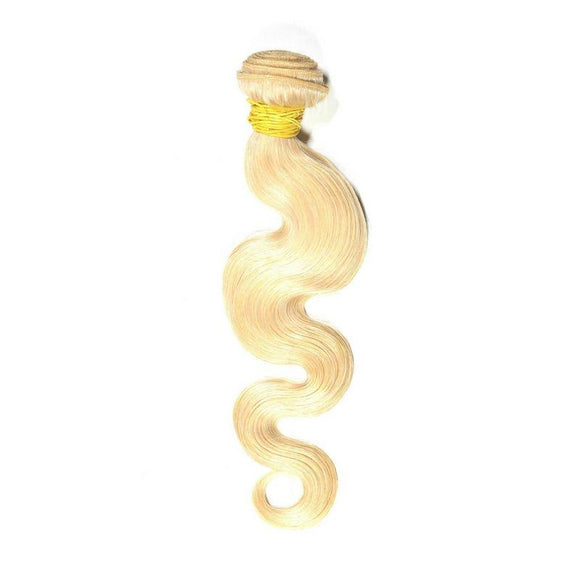 Russian Blonde Body Wave Hair Extensions are soft, wavy and absolutely beautiful. Our super premium blonde hair extensions can be colored and styled to perfection.  Lengths:  12